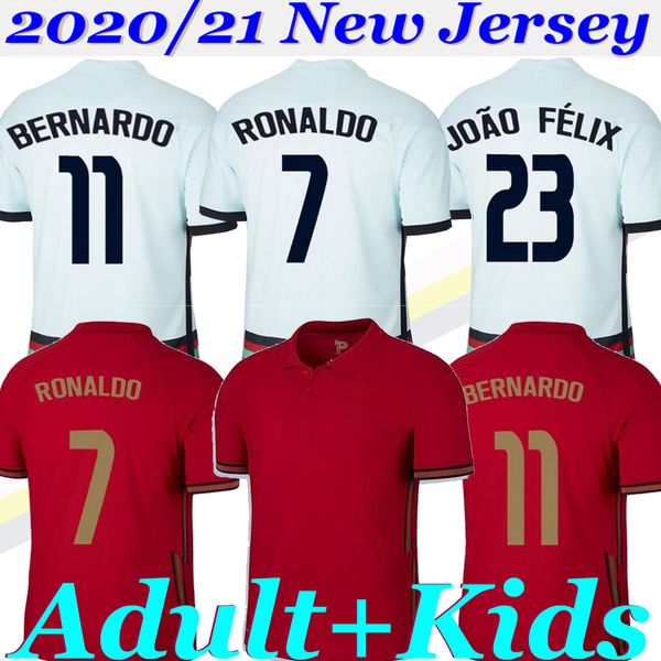 

2020 ronaldo soccer jerseys joao felix neves bernardo cancelo ruben neves 2021 away white 20 21 national team men + kids kit football shirt, Black;yellow