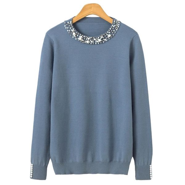

pearl winter knitted sweater women long sleeve loose elegant pullover female soft warm autumn casual jumper y200722, White;black