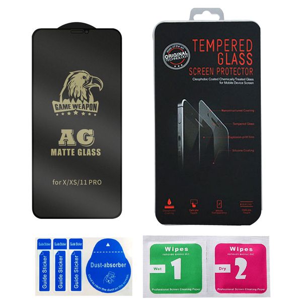 

matte 9h glass full cover finger print proof screen protector for iphone 6 7 8 x xr 11 12 pro max