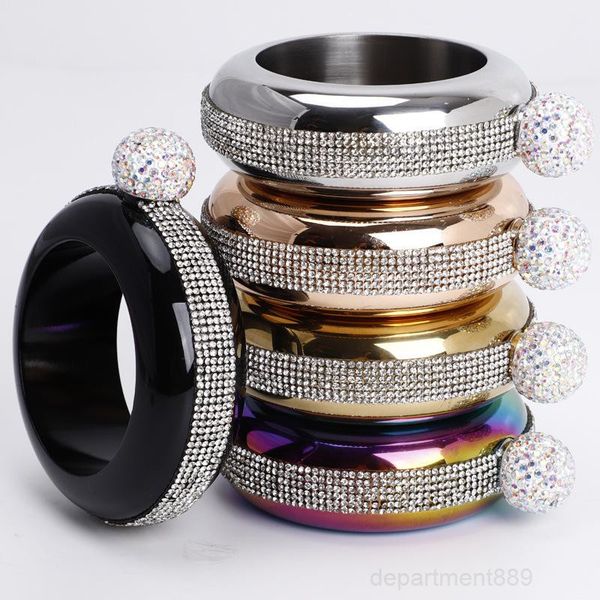 

stainless steel hip flask rhinestone bracelet 3.5oz portable flagon fashion round whisky wine alcohol bottle owf3040