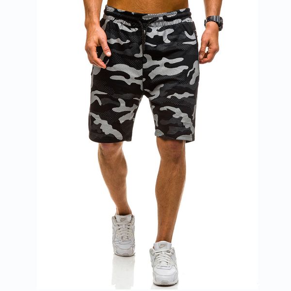 

mens casual camouflage pants lace shorts male five pants loose drawstring short cargo shorts knee length, White;black