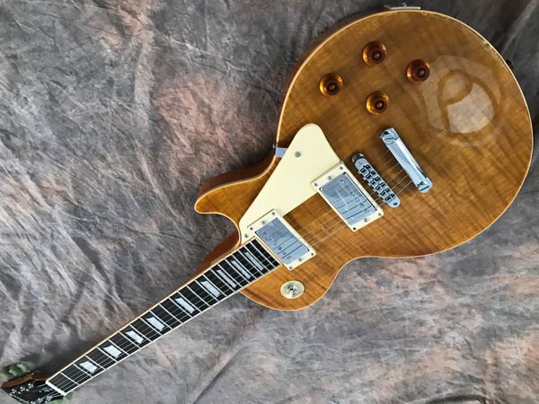 

factory original lp electric guitar a flame maple with cream pick guard fingerboard ebony