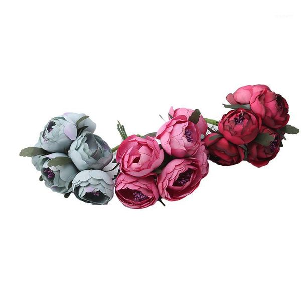 

decorative flowers & wreaths 6pcs artificial flower fake rose head wedding christmas home decoration diy wreath gifts room decor1