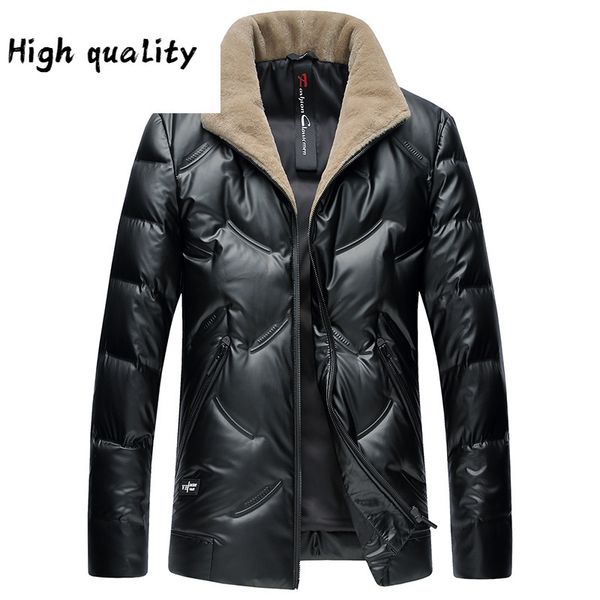

jackets men's plumones winter down jacket waterproof clothing fashion clothes warm fur collar coat ropa hombre lxr478 q1215, Black
