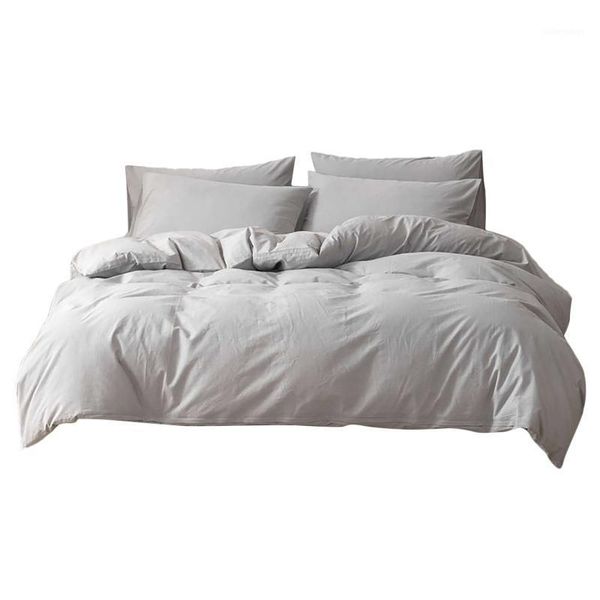 

3pcs duvet cover solid color single double  king quilt cover advanced home bed soft qualified comfortable1