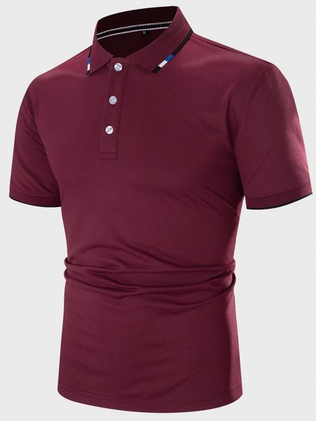 

men contrast trim polo shirt s30m#, White;black