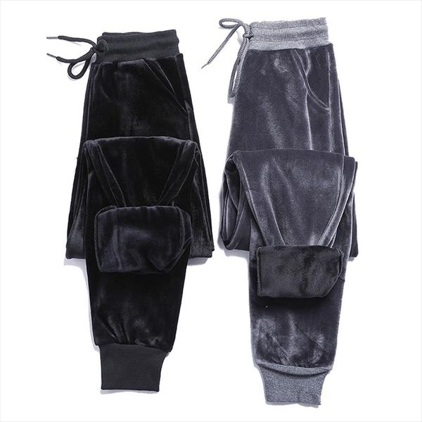 

2020 new plus velvet thick velvet sweatpants women winter warm bf wind harem pants casual pants wei trousers, Black;white