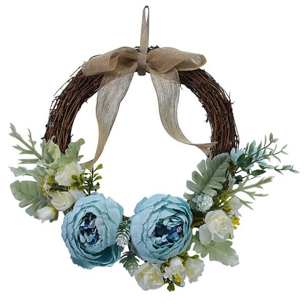 

artificial blue peony flower wreath door wreath with green leaves spring for front door wedding wall home decor