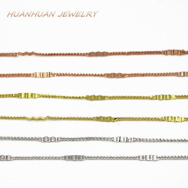 

chains fashion 1mm copper stainless steel link chain necklace for women men choker jewelry diy party gift 18inch b3367, Silver