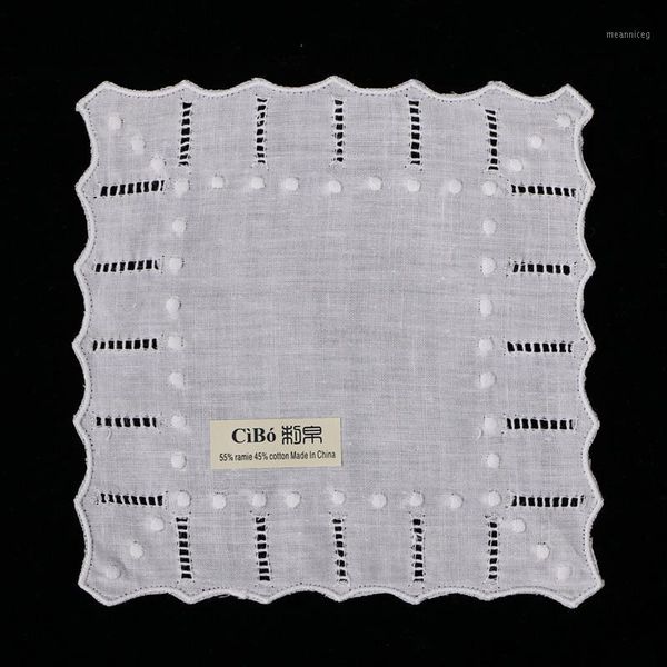 

n004-6: 120 pieces white ramie cotton hemstitched cocktail napkins ladder hem stitch cloth napkin coasters1