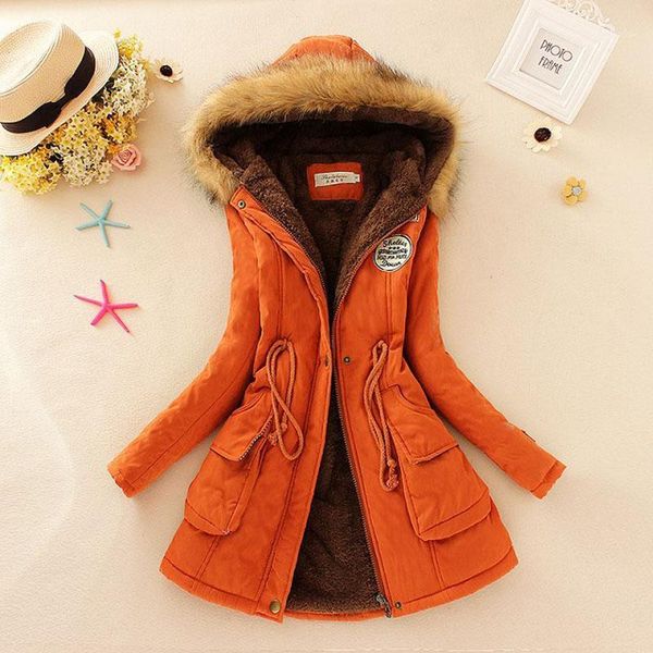 

winter warm coat women long parkas fashion faux fur hooded womens overcoat casual cotton padded jacket1, Black