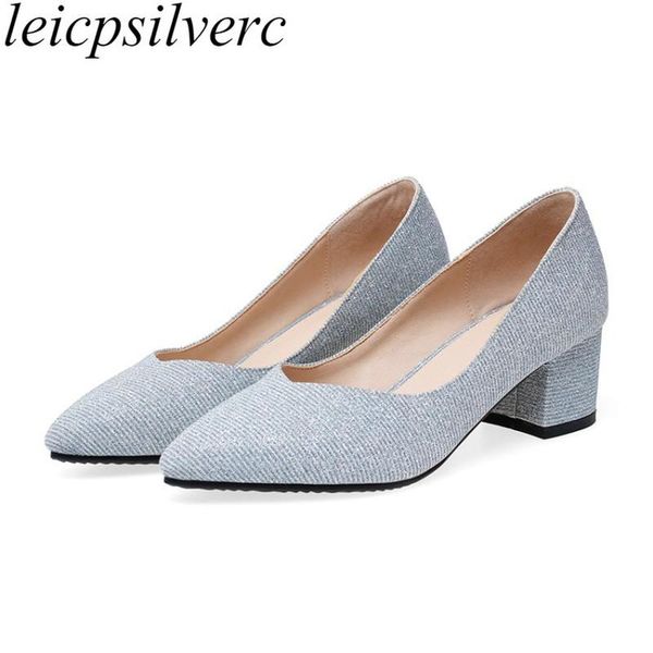 

women's pumps high heels spring autumn sequined cloth pointed toe 2021 new fashion casual party wedding black big size34-43