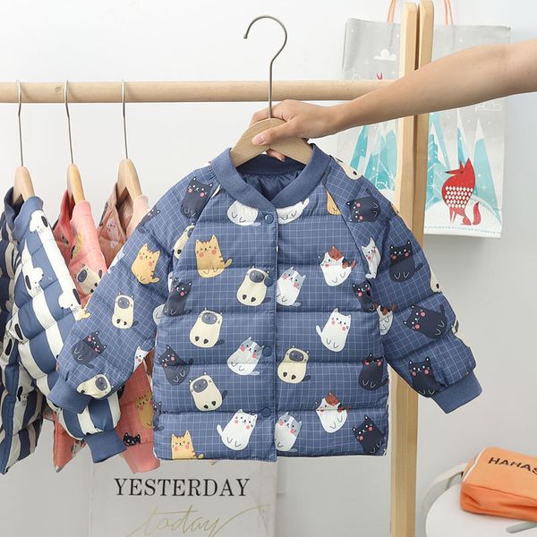 

children's down jacket with light and thin inner liner, Blue;gray