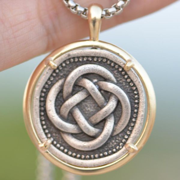 

men's celtics necklace dropship vintage irish symbol knot pendant chain everyday friendship jewelry, Silver