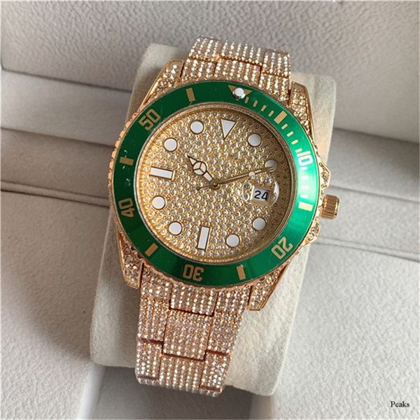 

selling high-end men's watch automatic calendar diamond gypsophila luxury watch senior designer men's quartz casual watch, Slivery;brown