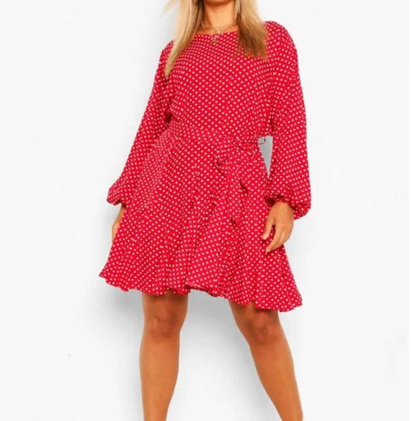 

polka fashion new lace up oversized waist for a slim print drs, Black;gray