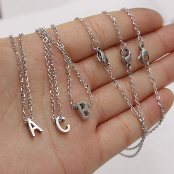 

name fashion sideways personalized a-z plated letter stainless steel necklace pendant for women gift