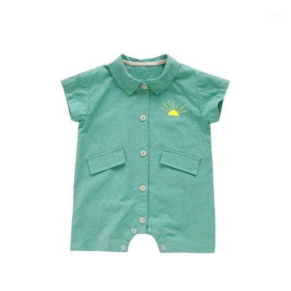 

baby boys romper lapel leisure summer newborn wear1, Blue