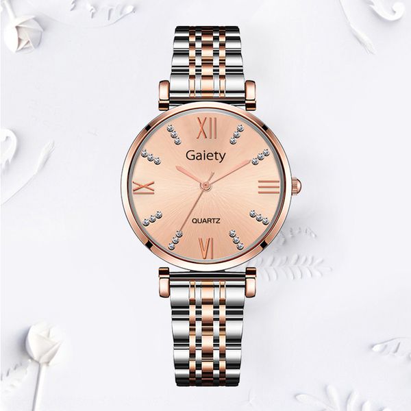 

gaiety brand luxury crystal watch women diamond rose gold steel strap ladies wrist watches bracelet clock gifts dropshpping, Slivery;brown