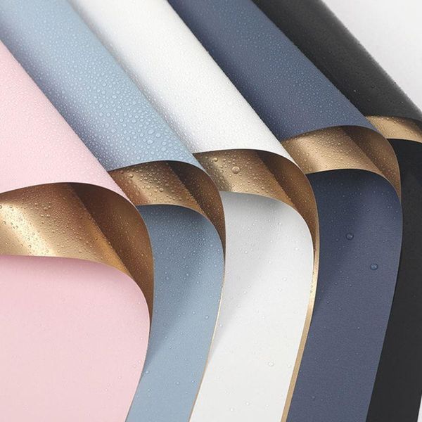 

20 sheets 23.6x23.6 inch luxury two-colordouble sided golden flower wrapping paper waterproof paper diy perfect gift1