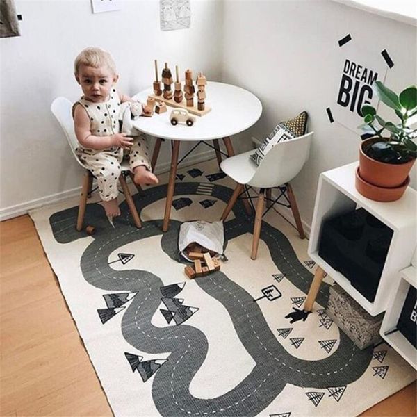 Baby Play Mat Cloking Game Pad Kids Rug Adventure World Map Road Детские Развивающиеся Ковры Ins Одеяло Коврики для декора комнаты LJ201113