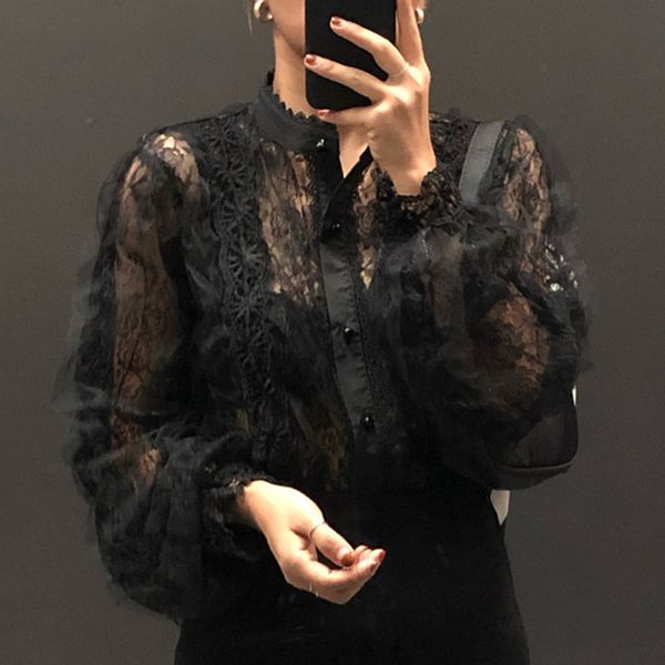 

2021 new fancy fashionable luxury designer see through shirt woman autumn street wear e6oa, White