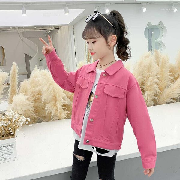 

women 2020 spring autumn girls denim jackets new fashion kids clothes casual coat solid color children's clothing for girls w5371, Blue;gray