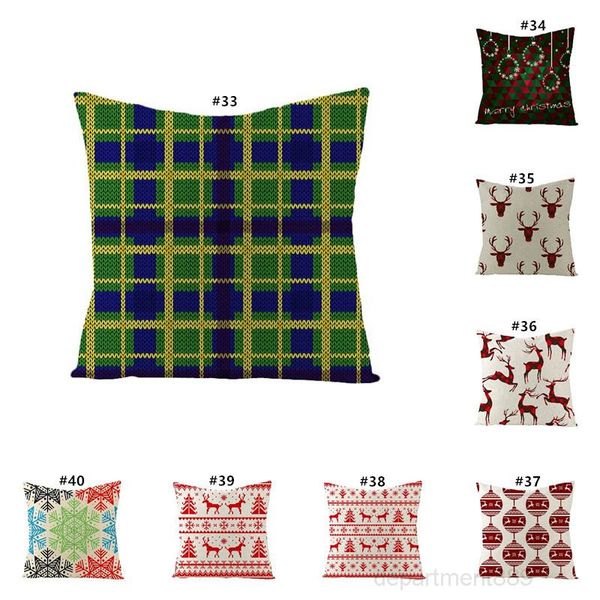 

45*45cm pillow case decorations for santa clause christmas deer cotton linen cushion cover home decor owb2938