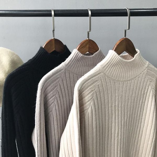 

2020 warm and pullovers stand collar elegant women long sweater casual winter dress knitted female pull femme1, Black;gray