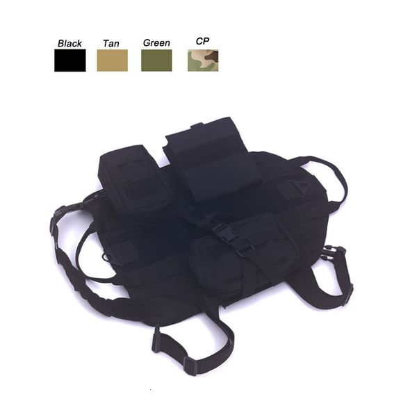 

outdoor camouflage clothes molle load jacket gear carrier tactical dog training vest harnesses with pouches no06-204, Black;green