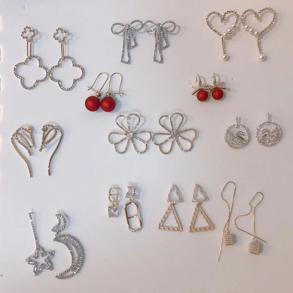 

2020 fashion new zircon zircon earrings silver needle pendant earrings women's wedding party jewelry