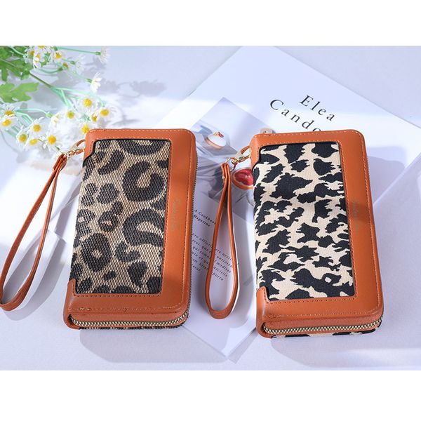 

dhl50pcs wallets women pu leopard prints multifunctional long zippercredit card holder, Red;black