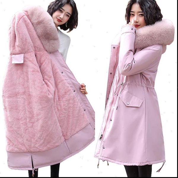 

fashion coat winter fake fur collar oversized long jacket woman warm lining winter female puffer jacket parkas mujer 2021 new, Black