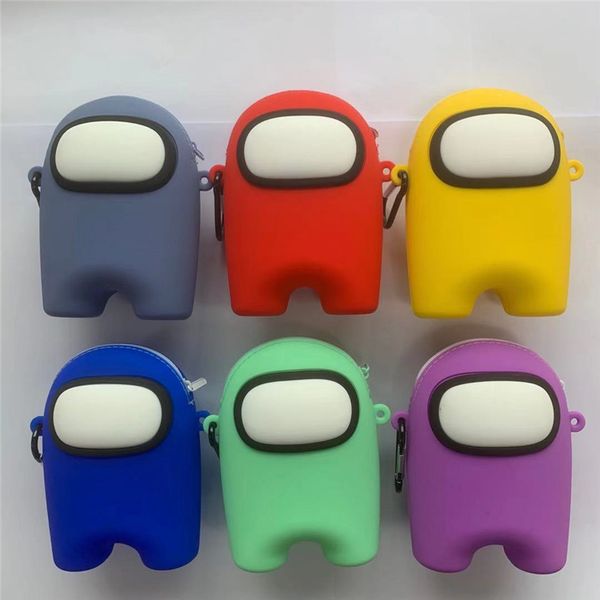 

among us keychain silicone coin purse luxurys designers among us purses wallet pendant cartoon mini bag pencil case handbag g20203, White