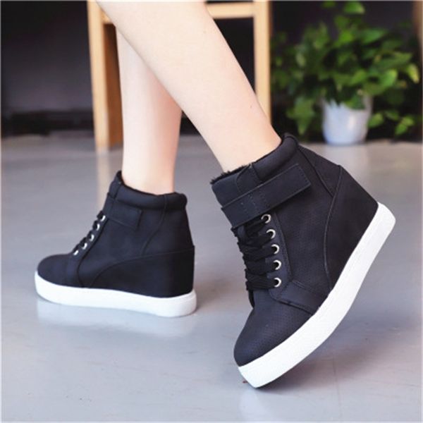 

autumn 2021 new wholesale women ankles ladies lace to increase shorter boots bigger 35-42 size lone shoes ed0r, Black