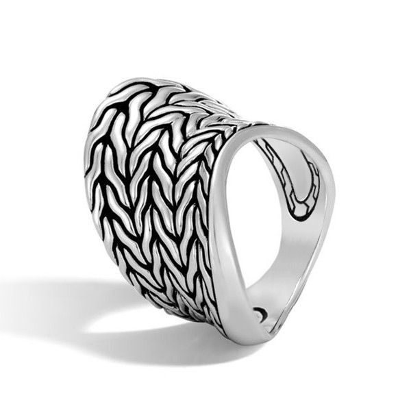 

european and american creative new accessories retro exaggerated texture womens ring cool hip-hop ring bracelet jewelry, Silver