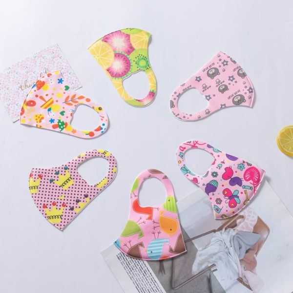 

kids cute cartoon 200pcs washable face mouth dhl mask dustproof protective reusable ice silk cotton anti-dust pm2.5 full
