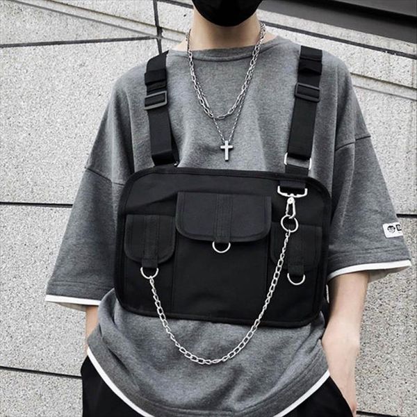 

designer-2019 women men hip hop tactical waterproof black bullet tool streetwear bags with chest bag rig street vest waist pack