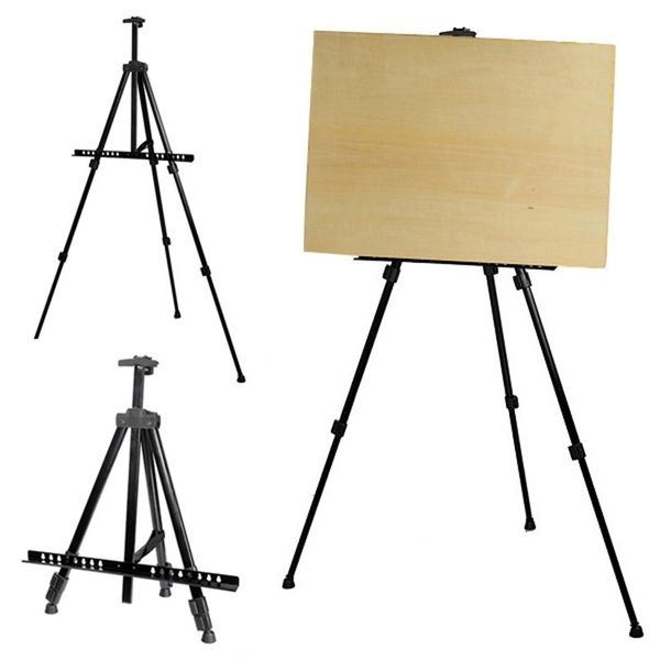 

adjustable tripod folding easel display art artist sketch painting exhibition aluminium alloy silver black with a nylon bag y200428