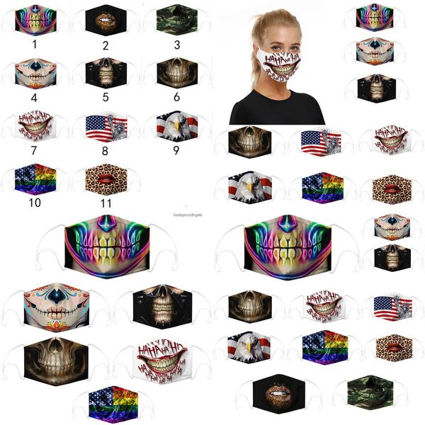 

mask reuseable flag digital camo models skull explosion printing dust haze pm2.5 adjustment earhook with two chips children masks