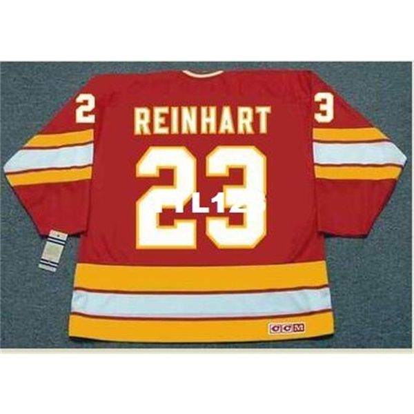 

mens #23 paul reinhart calgary flames 1984 ccm vintage retro away hockey jersey or custom any name or number retro jersey, Black