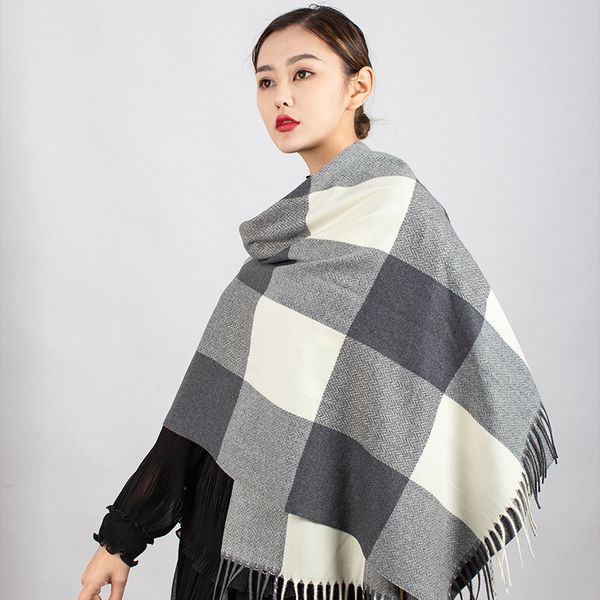 

cashmere women's autumn / winter 2020 check multicolor suzhou scarf, Blue;gray