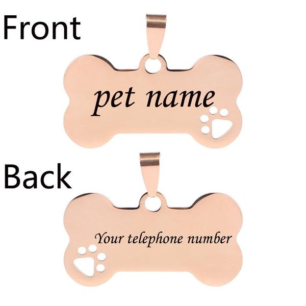 

пользовательские бирки собаки в розовое золото серебро или черная гравированная нержавеющая сталь pet id id cat tag name dog personal person