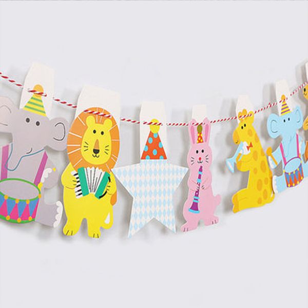 

pull flag concert children room birthday happy decorate banner jungle animal lion elephant falgs factory direct selling 1 6sh p1