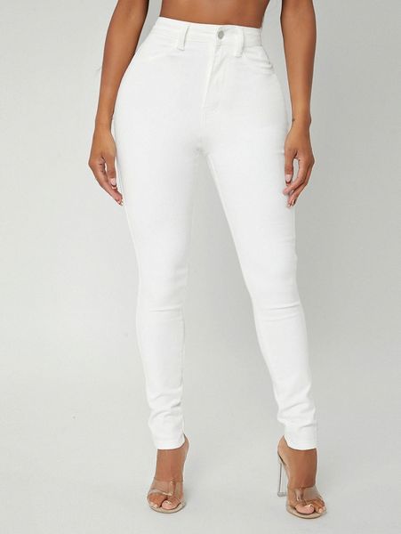 

sxy high waist bleach wash skinny jeans a1gu#, Blue