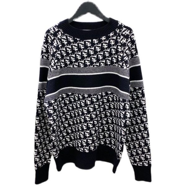 

elastic woolen plaided roundneck knitted pullover sweater for woman and man 2020 autumn winter female clothing, White;black