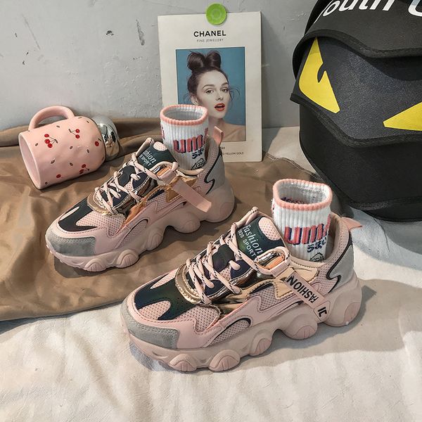 

autumn and winter 2020 new net red sports dad women's plush feet show small super fire versatile ins cotton shoes, Black