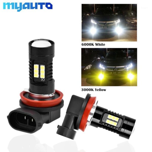 

car headlights 2pcs h11 h8 led bulbs 3 9005 4 9006 6000k 3000k fog lights 1200lm auto running lamp white golden 12v 24v1