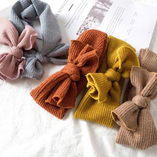 

hair accessories 10pcs/lot 2021 arrival winter solid tied polyester bow baby headband headwear, Slivery;white