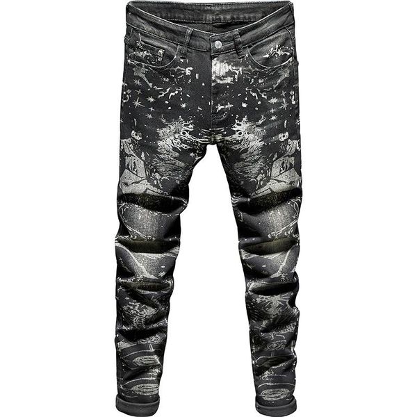 

mens jeans regular fit new tejano hombre stretch pentalon homme напечатанный джин тонкий homme support shains herren trial man jeans, Blue